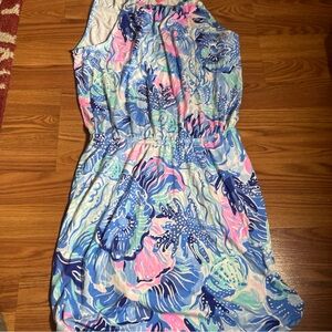 Lilly Pulitzer Blue and Pink Mini Dress Size Small Summer Boho